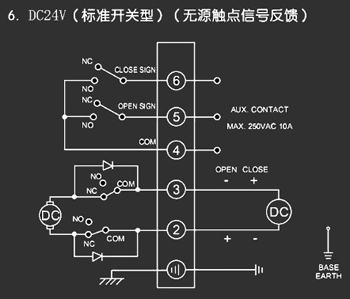 ＤＣ24Ｖ標準開關型<a href='http://www.tqex.com.cn/Product/diefa/diandongdiefa/' target='_blank'>電動<a href='http://www.tqex.com.cn/Product/diefa/' target='_blank'>蝶閥</a></a>接線圖
